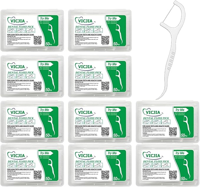 Tooth Floss Picks Unflavored Dental Floss for Tooth Picks Flossers,500 Count Floss Sticks for car,Home Tooth Pick Small Portable Floss Dispenser