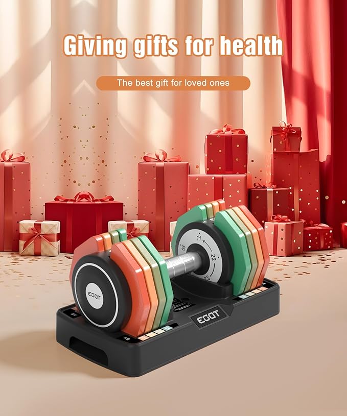 Adjustable Dumbbells Set/Single, 12.5LB/22.5LB/55LB 5 in 1 Free Adjustable Dumbbell Set with Anti-Slip Handle & Rainbow-colored Weight Plates for Home Gym, Weight Set for Women Men-StrideForce Fitness