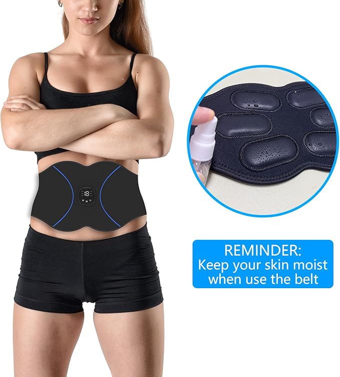FDA Cleared, ABS Stimulator - EMS Muscle Stimulator, Portable Muscle Training for Abdomen, Abdominal Toning Belt, Fitness Ab Workout Equipment for Women and Men, Black Blue-StrideForce Fitness