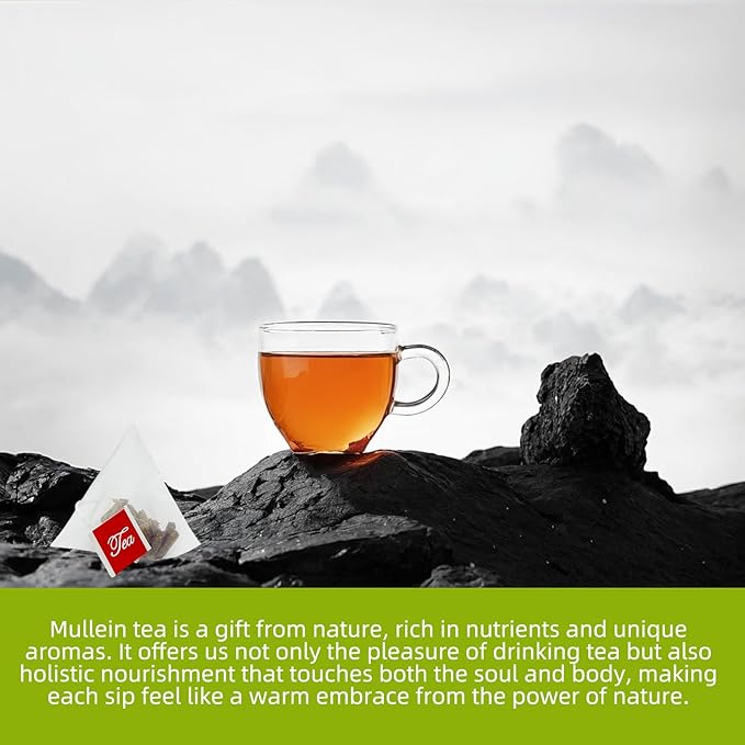 Samcci - Mullein Tea Bags, 20 Teabags, 3g/bag, 100% Pure Mullein Tea Bags for Lungs Cleanse, Natural Herbal Tea Bags, Caffeine Free & No Additives Mullein Leaf Tea for Detox & Respiratory Support-StrideForce Fitness