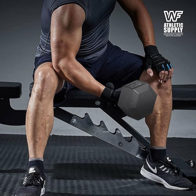 WF Athletic Supply Cast Iron Solid Hexagon Gray/Black Dumbbells, Strength Training Free Weights Set of 2 for Women and Men, Hand Weights Sold by Pairs, Multi-Select Size Options Available-StrideForce Fitness