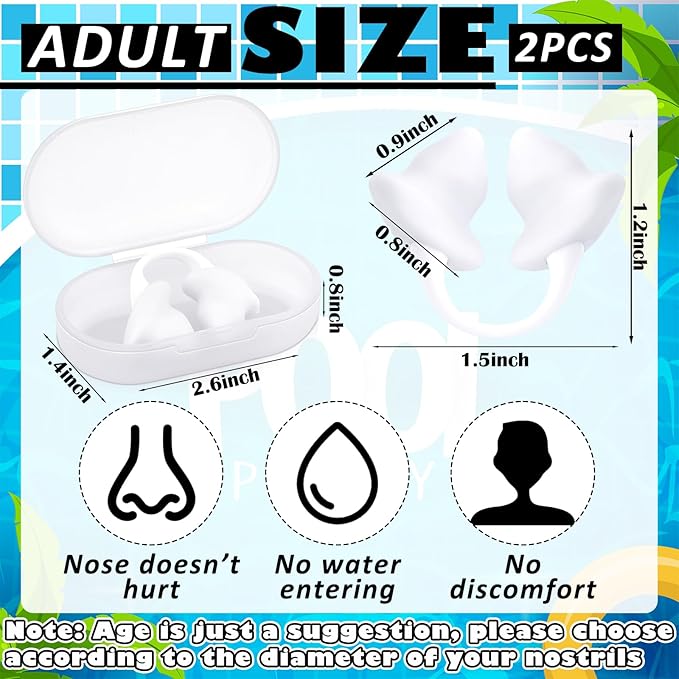 Soulchen 2 Pcs Swimming Nose Plugs Silicone Waterproof Painless Swim Nose Clip with Storage Box for Adults Kids Men Women Beginners-StrideForce Fitness