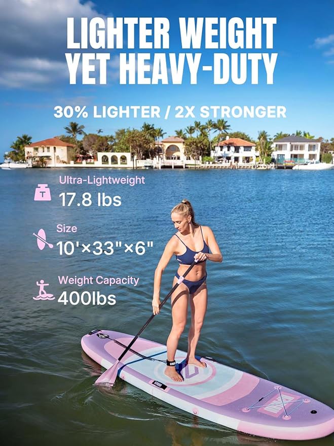 Niphean（Ultra-Light）Inflatable Paddle Board with (Beginner Friendly) StabilTrac Fin and Durable SUP Accessories, 10' Stand Up Paddle Boards for Adults & Youth, Versatile Yoga Paddle Board, Gift Ideas-StrideForce Fitness
