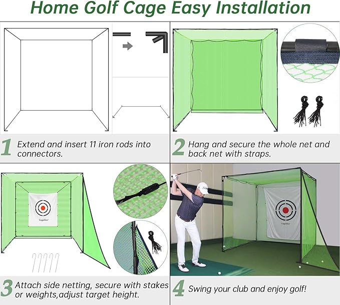 Golf Practice Hitting Nets for Backyard Driving Indoor Use Heavy Duty Practice Golf Driving Nets for Backyard Premium Portable Golf Impact Nets Cages with Frame-StrideForce Fitness