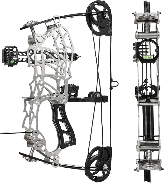 Short Axle Compound Bow Hunting Package Adjustable Draw Weight 15-32 Lbs No Bow Press Needed Includes 8 Carbon Arrows, Wrist Release & Sight Left/Right Hand (Short Shaft Type 1)-StrideForce Fitness