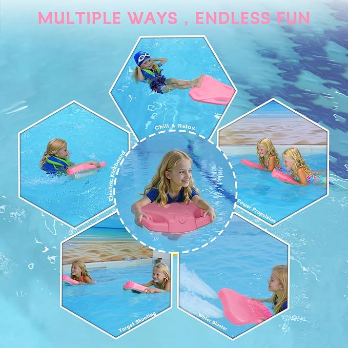 Electric Swimming Kickboard for Kids,Motorized Swim Board with Water Gun, Motorized Swim Training for Children Adults, 60N Thrust, 198 lbs Buoyancy, 25V Rechargeable Battery-StrideForce Fitness