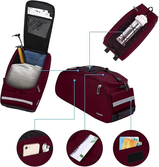 MOSISO Bike Rack Bag, Waterproof Bicycle Trunk Pannier Rear Seat Pouch Cycling Bike Carrier Backseat Storage Luggage Saddle Shoulder Bag-StrideForce Fitness