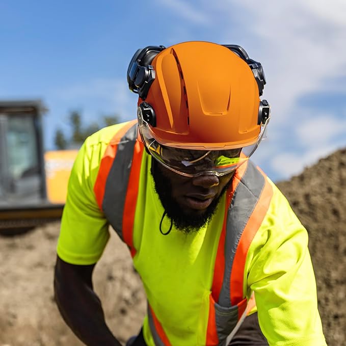 GE Safety Helmet: ANSI Type 2 Class G & E, Advanced Impact Technology, Ultra Comfortable Memory Foam, Heat Stress Reduction, Compatible with Accessories, Adjustable Size OSHA Approved-StrideForce Fitness