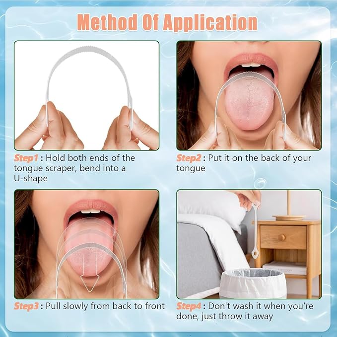 10 Count Disposable Tongue Scraper, Tongue Cleaner for Adults and Kids, Ergonomic plastic tongue scraper,Tongue Scrubber for Oral Care,Reduce Bad Breath,Promote Fresh Breath