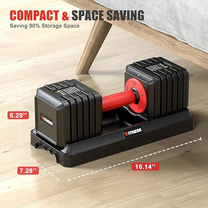 XDDIAS Adjustable Dumbbell Set of 2, 25/55/80LB Dumbbell Set-1Sec Adjustable Weights-5/10 in 1 Free Weights Dumbbells Set with Effortless Tray/No-Slip Handle-Compact Size for Women/Men at Home Gym-StrideForce Fitness