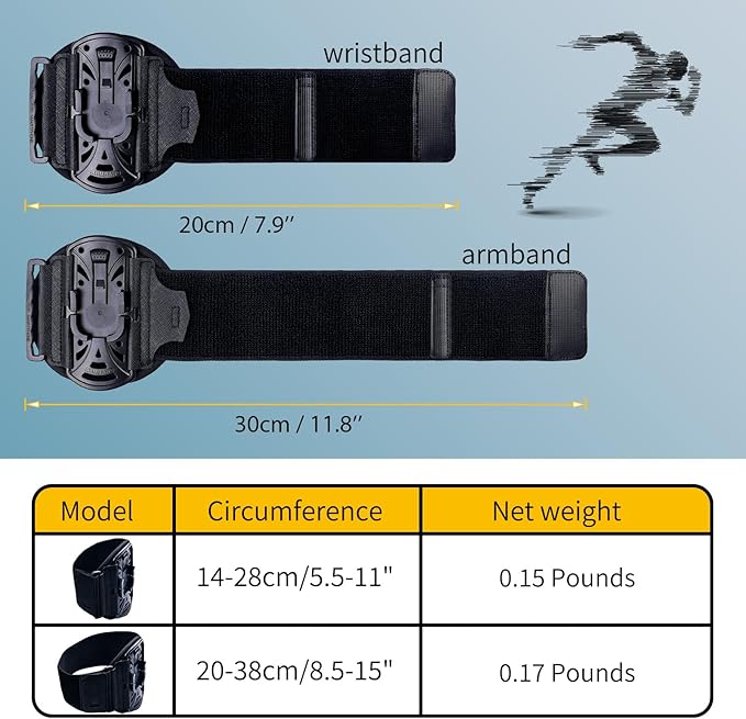 Running Armband 360°Rotatable for Phone Holder,Upgrade Anti-Drop Forearm Phone Armband for iPhone 16/15/14/Pro/Mini/12/11/SE/XR XS,Fits All 4-6.5 Inch Smartphones (ArmBlack)-StrideForce Fitness