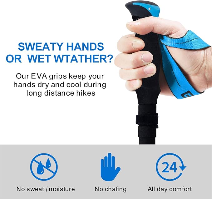 BISINNA Collapsible Trekking Hiking Poles- 2 Pack Folding Aluminum Walking Sticks with Quick Lock System 4 Season Accessories,Telescopic, Adjustable, Lightweight for Men Women-StrideForce Fitness