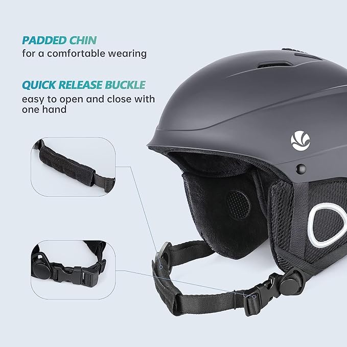 VANRORA Ski Helmet, Snowboard Helmet for Men & Women, Climate Control Venting, Dial Fit, Goggles Compatible, Removable Fleece Liner and Ear Pads, Safety-Certified-StrideForce Fitness