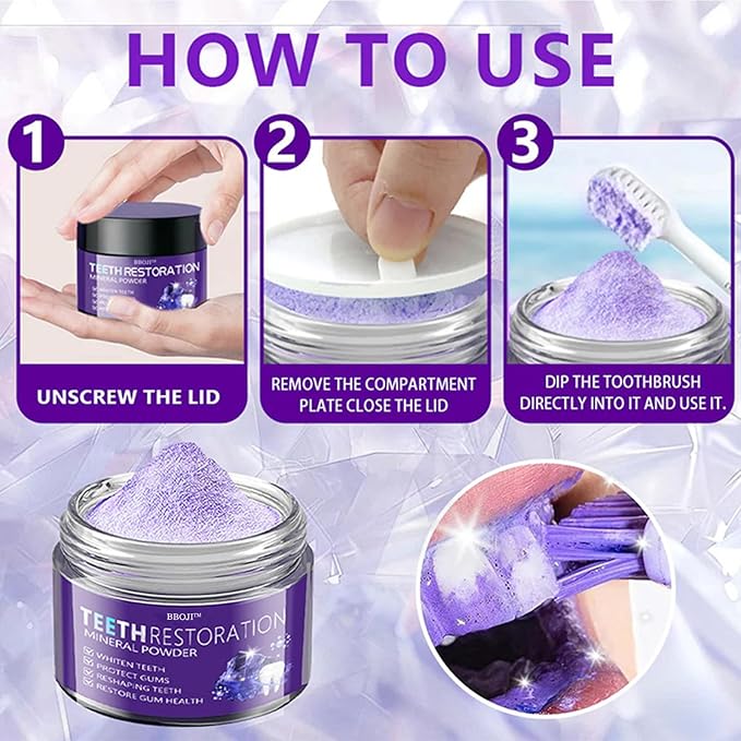 BBOJI Teeth Restoration Mineral Powder, Tooth Restoration Powder, Natural Teeth Restoration Powder-50g, Professional Oral Care, Protect Gums and Freshen Breat (3 Bottle)