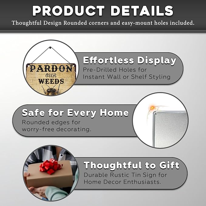 Vintage Bee Tin Sign Pardon Our Weeds We're Feeding The Bees Retro Garden Metal Poster Funny Wall Art Cafe Office Wall Decor for Kitchen Home Bar Plub Club Shop 12 * 16inch-StrideForce Fitness