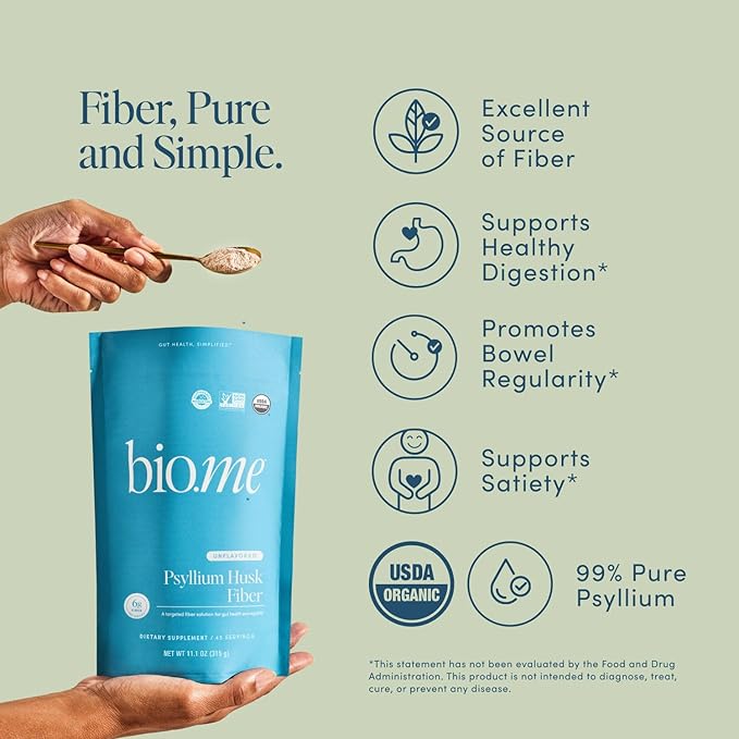 Psyllium Husk Fiber Unflavored (6g Per Serving) - Gluten-Free Fiber Supplement for Women & Men - Psyllium Husk Powder for Healthy Digestion, Bowel Regularity & Bloating Relief - 45 Servings-StrideForce Fitness