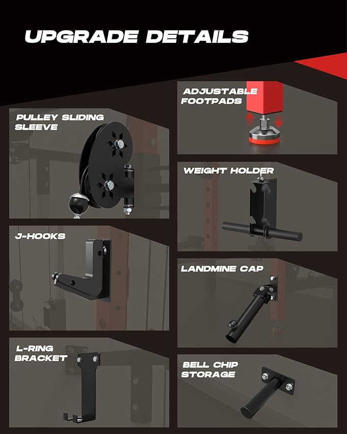 Folding Power Rack, Wall Mounted Squat Rack with Dual Independent Pulley System, Multi-Function Power Cage with 5 Adjustable Function Modes, Power Rack Trainer for Space Saving Home Gym-StrideForce Fitness