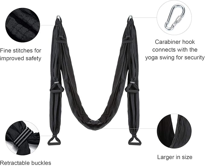 ZELUS Aerial Yoga Swing Sling Strong Yoga Hammock Kit Set Trapeze Inversion Equipment Include 2 Extensions Straps and Ceiling Mounting Kit-StrideForce Fitness