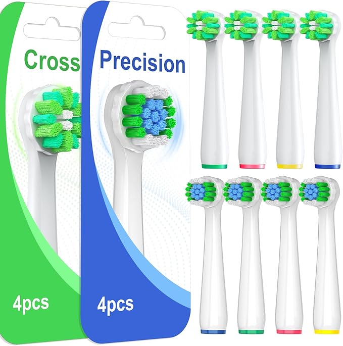 Replacement Heads Compatible with Oral B Pro 1000/500/Genius x/Smart 1500 Electric Toothbrush, Brush Heads for Braun Oral B, 4Pcs Precision Refills for Sensitive Care, 4Pcs Cross Clean for Deep Clean
