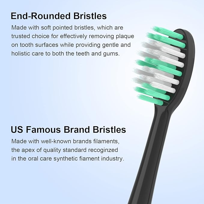 Replacement Toothbrush Heads 10 Pack Compatible with AquaSonic Black Series for Vibe Series Black Series pro, and for Duo Series pro Electric Toothbrush,Soft Balck