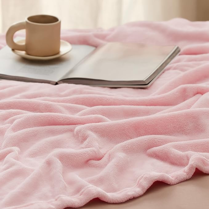 Bedsure Fleece Blanket Twin Size Pink - 300GSM Lightweight Plush Fuzzy Cozy Soft Blanket for Bed, Sofa, Couch, Travel, Camping, 60x80 inches-StrideForce Fitness