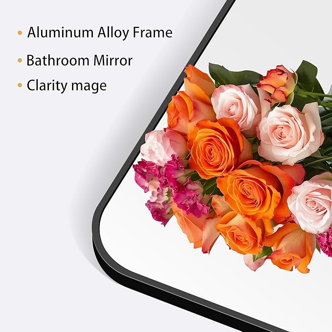 30" x 36"Bathroom Mirror, Matte Black Wall Mirror with Metal Frame, Decorative Rectangular Vanity Mirror for Bedroom Bathroom Living Room Entryway (Horizontal/Vertical)-StrideForce Fitness