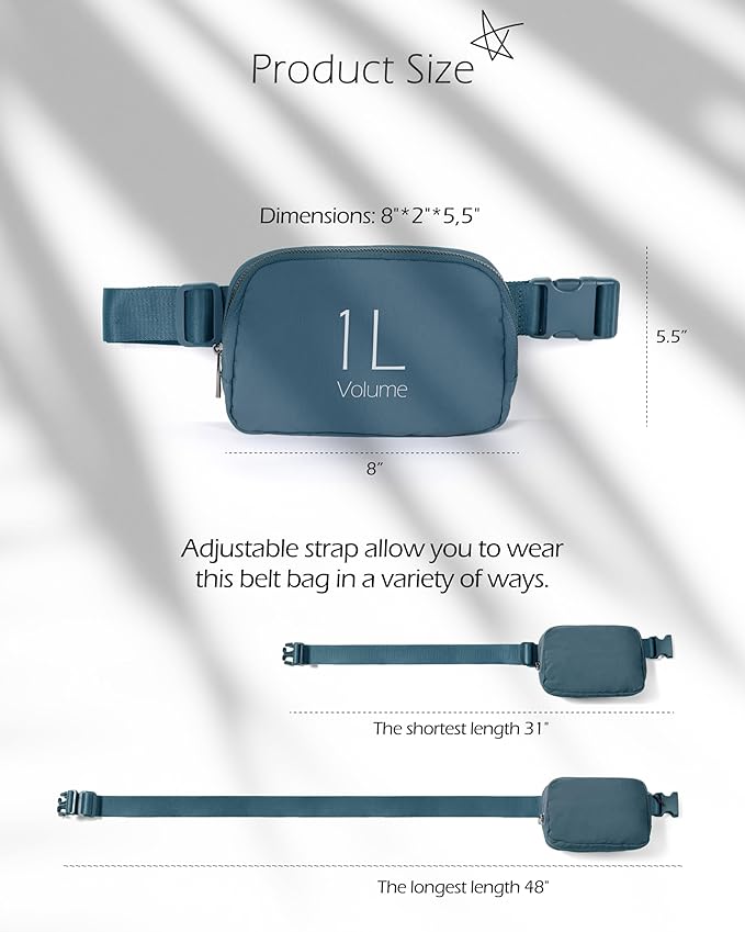 ODODOS Unisex Mini Belt Bag with Adjustable Strap Small Fanny Pack for Workout Running Traveling Hiking, Blue-StrideForce Fitness