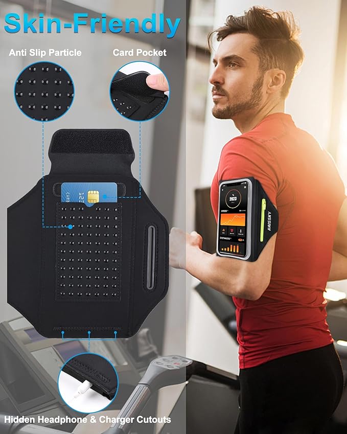 Arm Band for Phone for Running with Foldable Straps, 6.9‘’ Running Armband Phone Holder for iPhone 16 15 14 13 12 11 Pro Max Galaxy Pixel, Running Essentials for Women with Car Home Key Earphone Bag-StrideForce Fitness