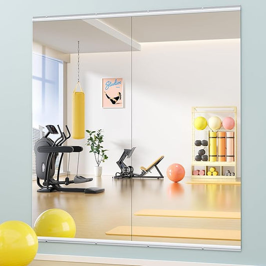 Hasipu Home Gym Mirror 71"x32"(Each)-2 PCS Large Full Body Mirror for Yoga, Large Wall Mirror Full Length for Fitness, Garage, Dance Studio, 0.16in Tempered Glass Frameless Mirror-UL-StrideForce Fitness