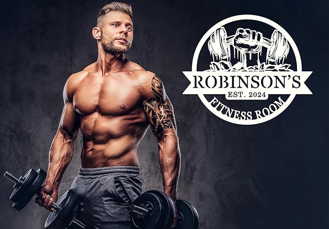 Personalized Home Gym Signs - Custom Metal Art for Workout Room – Enrich your Home Gym Decor with Unique Personalized Gym Sign & Weight Lifting - Custom Name Plaque-StrideForce Fitness