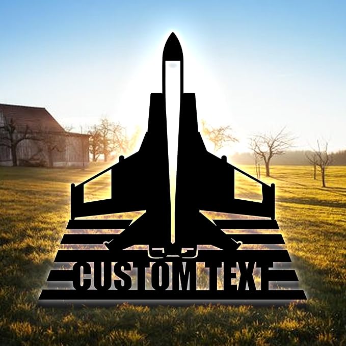 Personalized Fighter Aircraft Metal Wall Art LED Light, Custom Aviation Signs With LED Lights, Fighter Pilot Gift, Outdoor Decor, Wall Hanging, Home Decor, Birthday Xmas Gift-StrideForce Fitness