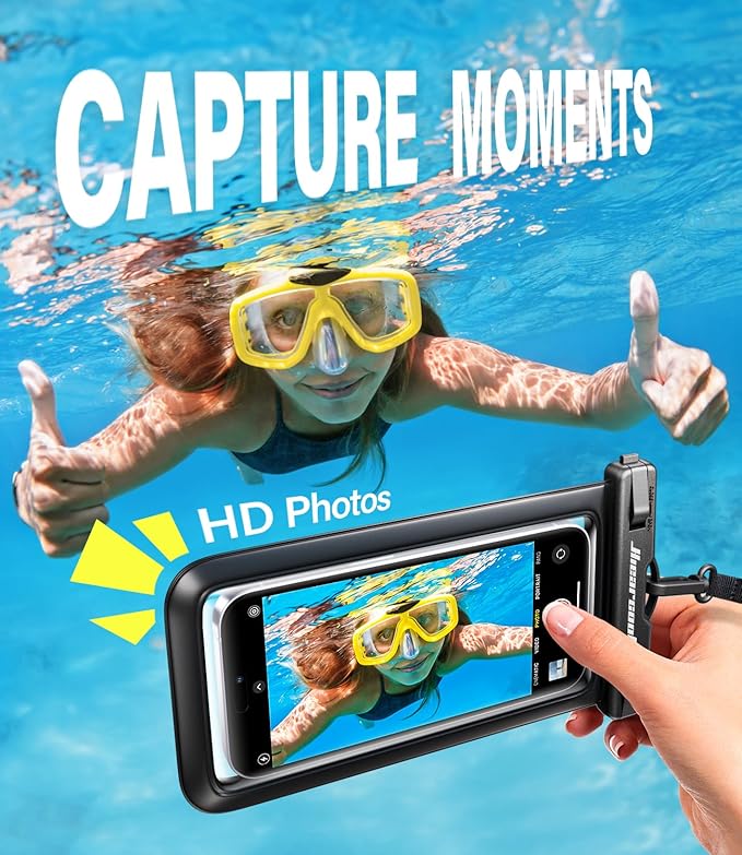 Hiearcool Waterproof Phone Pouch, Universal Case Compatible for iPhone 17 16 15 14 13 Pro Max Plus Up to 8.3", IPX8 Beach Travel Essentials-Black-2 Pack-StrideForce Fitness