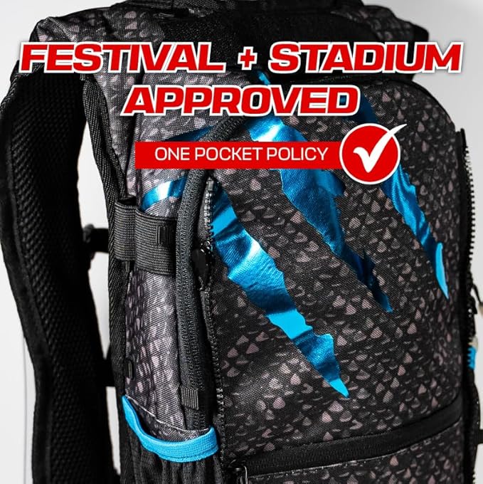 RAVERUNNER® Dino Festival Water Backpack - Dual Chamber Hydration - 3L Insulated Water Backpack for Raves, Festivals, Hiking, Running - Festival Hydration Pack for Hydration Backpack Rave-StrideForce Fitness