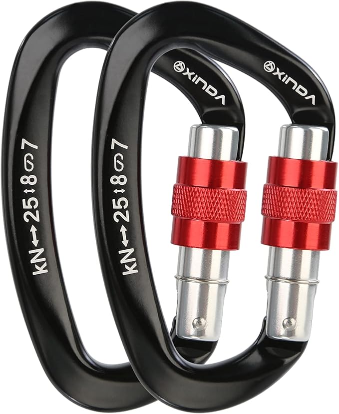 Screwgate Locking Carabiner Clip - Professional Rock Climbing Carabiner Screw Lock,Heavy Duty Carabiners for Climbing,Mountaineer,Hammock,Camping,Outdoor Equipment-StrideForce Fitness