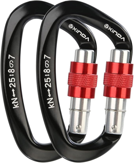 Screwgate Locking Carabiner Clip - Professional Rock Climbing Carabiner Screw Lock,Heavy Duty Carabiners for Climbing,Mountaineer,Hammock,Camping,Outdoor Equipment-StrideForce Fitness