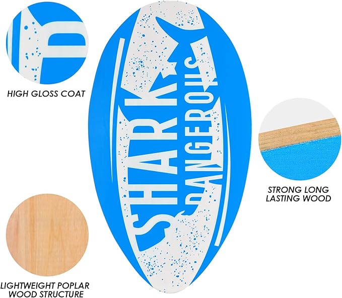 seething 35 Inch Skimboard with High Gloss Coat Wood Skim Board for Beginners,Kids, Teenagers, Adults and All Skimming-StrideForce Fitness