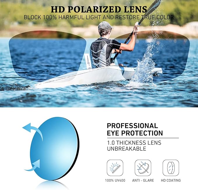 Polarized Sports Sunglasses for Men Women,Fishing Driving Rectangular Goggles UV400 Protection-StrideForce Fitness