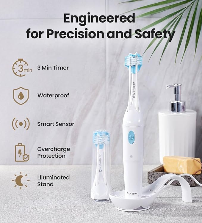 Premium Korean Toothbrush Rose Gold 3 Pack - Dual Head Soft Bristle for Sensitive Gum Care Oral Hygiene