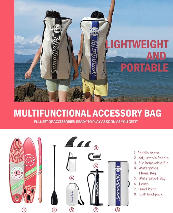 11'Stand Up Paddle Boards Surf Control with Premium SUP Board Accessories Backpack & Removable Fins, 34" Wide Inflatable Paddle Boards of All Skill Levels-StrideForce Fitness