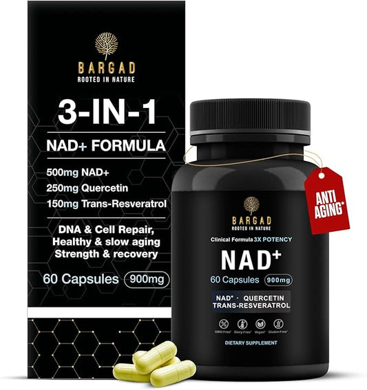 NAD+ Supplement for Anti Aging & Cell Regeneration | NMN Supplement Alternative - NAD with Resveratrol & Quercetin | Boosts Mitochondrial Health, Mental Clarity & Vitality | 60 Count | for Women & Men-StrideForce Fitness