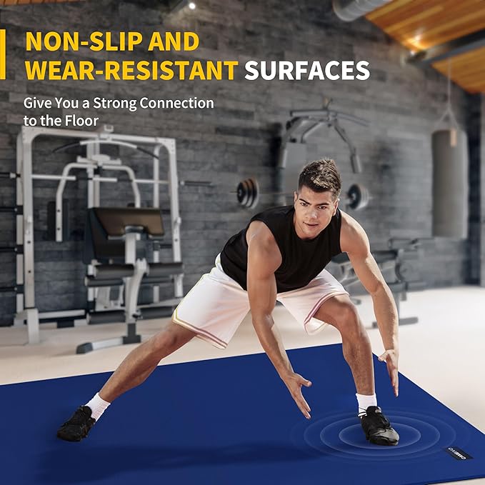 CAMBIVO Large Exercise Mat for Home Workout, 8'x6'/7'x5'/6'x4' (7 mm) Extra Thick Exercise Mat for Home Gym, Shoe-Friendly, Non-Slip Gym Mat for Jump Rope, Weights, Cardio, Fitness-StrideForce Fitness