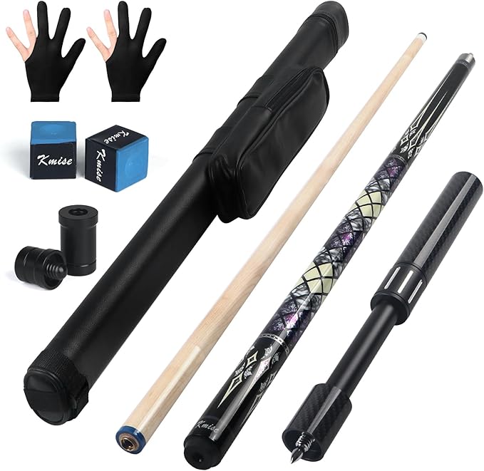 Kmise Professional Pool Cue Stick - 19 20 21oz Canadian Maple Cue Sticks, Low Deflection Shaft with Telescopic Carbon Fiber Extension, Pool Sticks for Aults, Billiard Cue Sticks with Leather Cue Case-StrideForce Fitness
