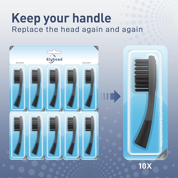Replacement Toothbrush Heads Compatible with Colgate Keep Charcoal - Soft Brush Heads Compatible with Colgate Keep Manual Toothbrush for Adults, 10 Pack