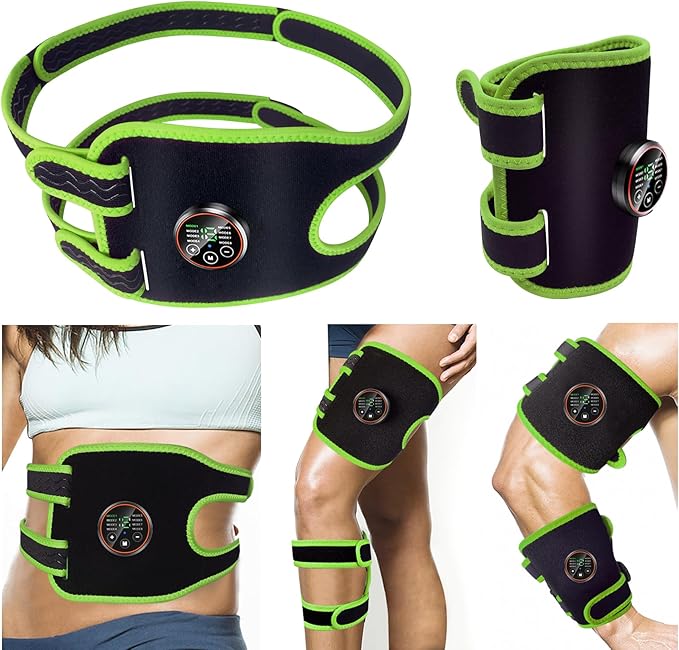 ABS Stimulator Muscle Toner Flex Fitness Belt for Arm Foot and Waist FDA Cleared AB Machine Abdominal Toning Ems (Green, One Size)-StrideForce Fitness