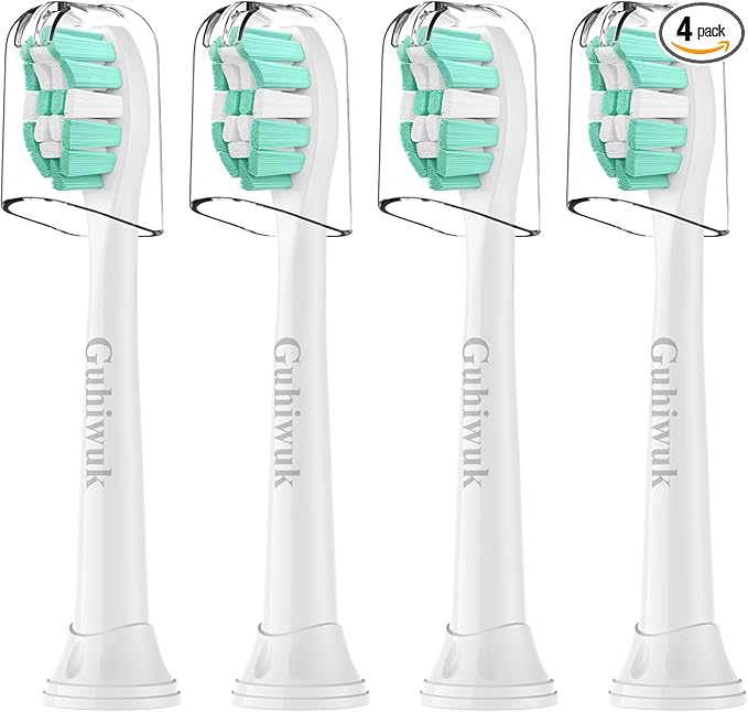 Toothbrush Heads for Philips Sonicare Replacement Heads, C2 Brush Head Compatible with Phillips Sonicare Click-on 4100 5100 6100 Electric Toothbrush, 4 Pack, White