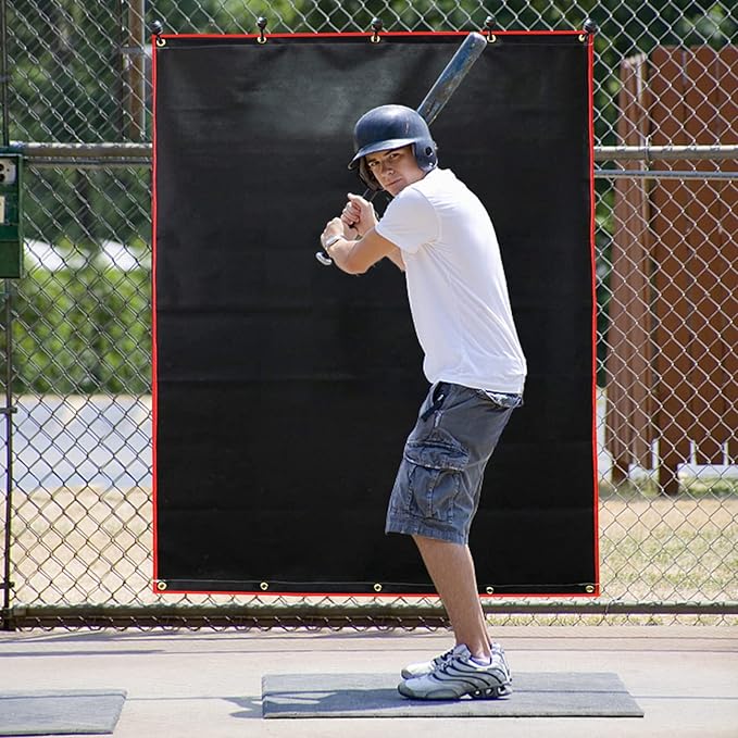Baseball Batting Cage Backstop with Strike Zone Target - Heavy Duty 4x6/6x8FT PVC Backstop Net for Pitching Practice Backyard Training-StrideForce Fitness