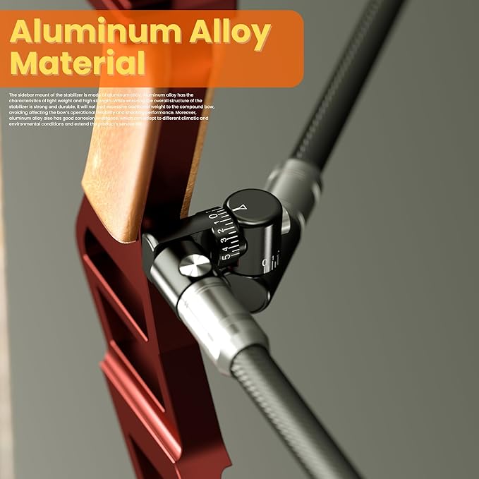 Bow Stabilizer Kit, Adjustable Bow Rod Stabilizer for Compound Bows, Quick Disconnect Single-Sided V-bar Mount, Aluminum Alloy Sidebar Mount Bow Mount-StrideForce Fitness