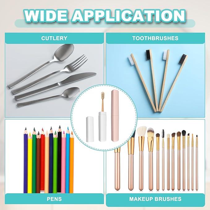 uxcell 2Pcs Travel Toothbrush Case, 8.27 x 1.38 Portable Travel Toothbrush Holder, Plastic Toothpaste Container for Bathroom, Gym, Business Trip, Camping, Beige/Pink