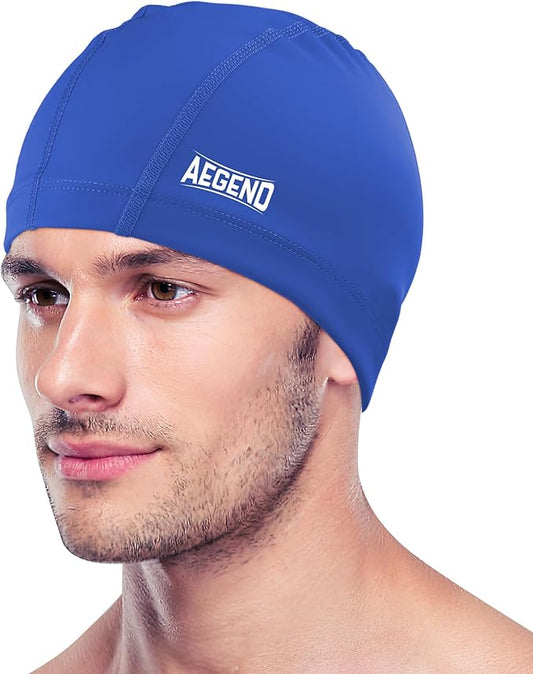 Aegend Fabric Swim Cap, Silicone Waterproof Layer - Breathable Cloth Swimming Cap, Keep Hair Dry with Hight Elasticity for Youth(8-16) Adult, 2 Sizes to Choose-StrideForce Fitness