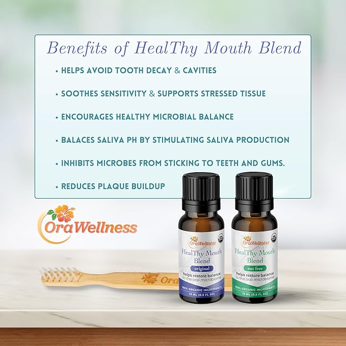 OraWellness Nut Free Healthy Mouth Blend Organic Toothpaste & Mouthwash Alternative Tooth Oil, Natural Mouth Rinse for Healthy Teeth & Gums for Women, Men and Kids, Pack of 1
